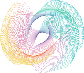 Wave swirl digital abstract shape element PNG transparent background colorful