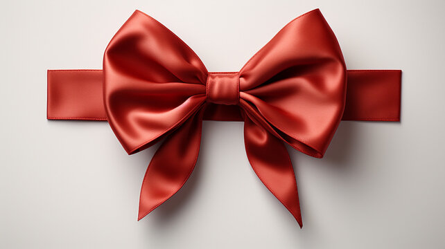 red bow and christmas gift on white background