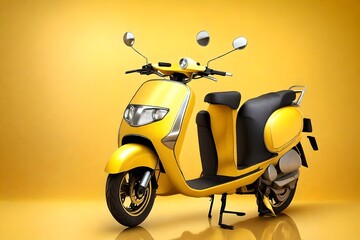yellow colored scooter on yellow background