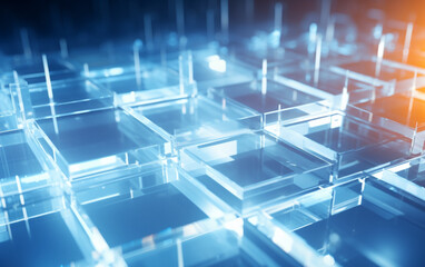 Obraz premium A background of transparent glass panels with a blurry background with lighting