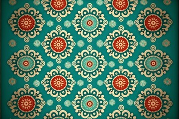 seamless pattern for Christmas, vintage cartoonist illustrations, mistletoe snowflake bell ornaments leaves candies