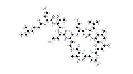 colistin molecule, structural chemical formula, ball-and-stick model, isolated image antibiotic