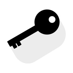Black key icon with shadow on white background.