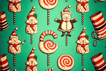 Fototapeta premium seamless pattern for Christmas, vintage cartoonist illustrations