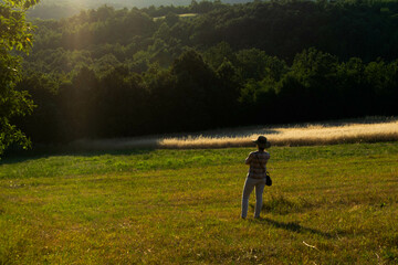 woman countryside forest