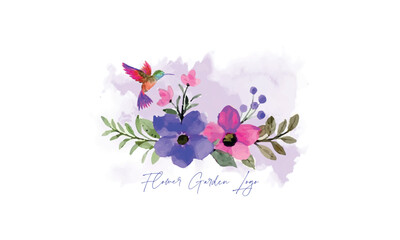 floral logo, watercolor floral illustration design, floral, watercolor flower, floral art