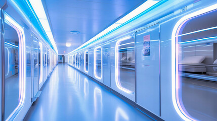 Obraz premium Sterile corridors illuminated with bright LED lights