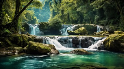 Waterfall National Park Mountain Rainforest Nature Background River Landscape