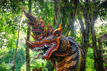 Serpent king of Nagas in Thailand.Naga or serpent statue