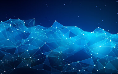 Fototapeta premium Abstract plexus blue geometrical shapes connection