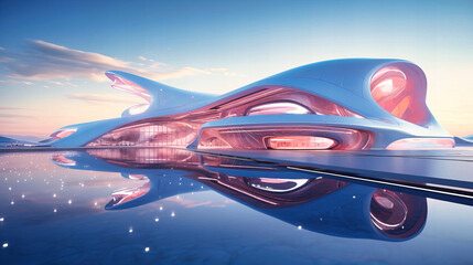 Fototapeta premium Tech in modern architecture, buildings of the future