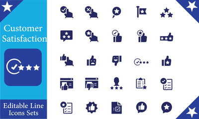 Customer Satisfaction Related ,Feedback Outline Icon Collection. Thin Line Set contains such Icons as Rating, Testimonials, Quick Response, Satisfaction and more. Simple web icons set.