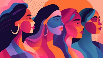 Four BIPOC abstract illustration woman indigenous people of colour