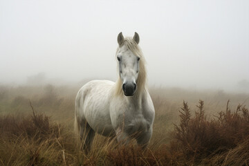 Obraz premium Stallion equine mammal nature animal wild grass white horse beauty