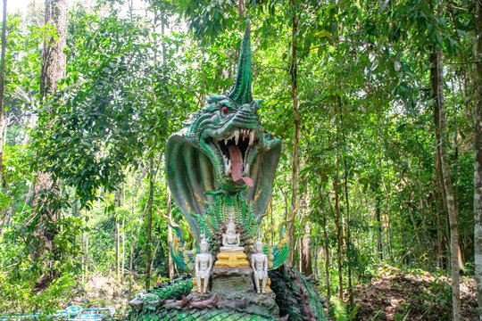 Serpent king of Nagas in Thailand.Naga or serpent statue