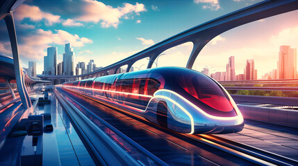 Modern Urban Transportation, Hyperloop Systems Pioneering Rapid Commute Solutions - obrazy, fototapety, plakaty