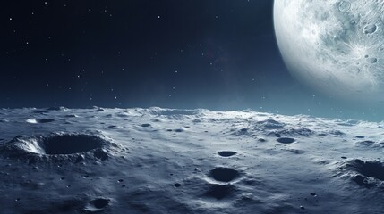 Moon surface with craters and space background