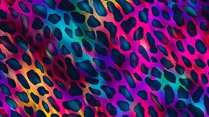 Illustration of a vibrant neon animal leopard print pattern