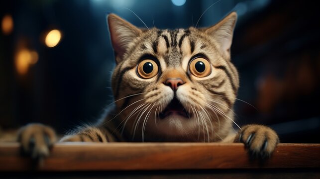Illustration of a startled cat with wide eyes and an open mouth