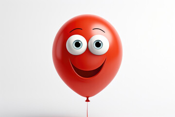 3D happy balloon funny cartoon character with eyes on white background Generative AI Illustration