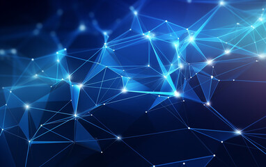 Abstract plexus blue geometrical shapes connection