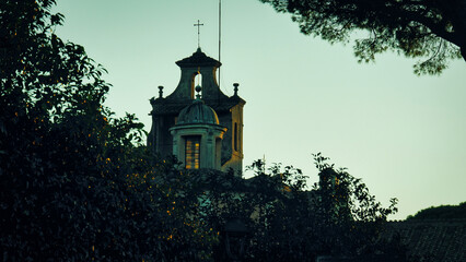 bell tower in the garden, Rome Italy