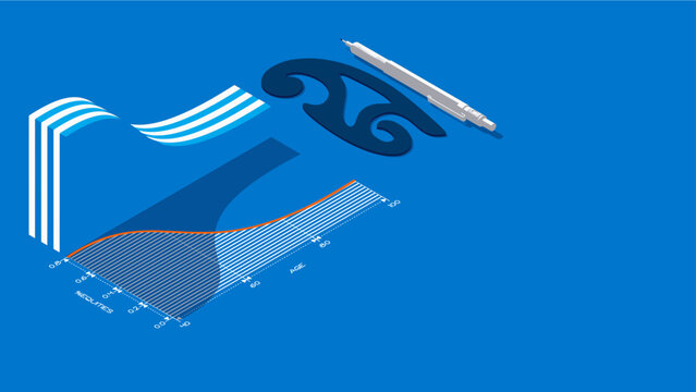 Investing for Retirement Glidepath Target Date Investment Fund in Blue Isometric Vector