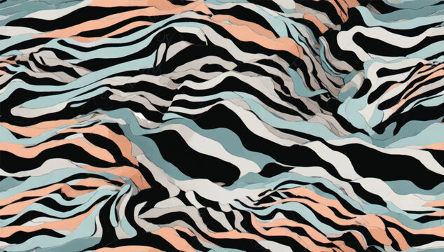 Hand drawn contemporary abstract zebra striped print. Modern fashionable template for design