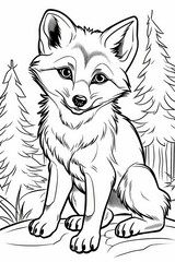 Obraz premium Black and white illustration of animals, cartoon page, coloring page for kids and adults.