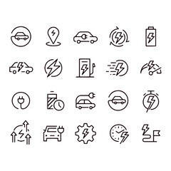  Electric Vehicle Icons vector design
