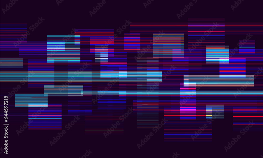 Poster glitch background. abstract noise effect, error signal, television technical problem. vector illustr