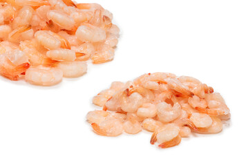 Frozen shrimps background. Top view.