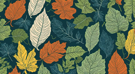 Leaf seamless pattern. Nature background. pattern swatches included for illustrator user
