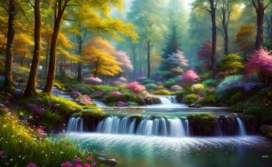 Beautiful fantasy fairy forest, generative ai