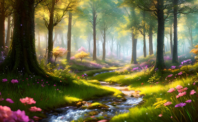 Beautiful fantasy fairy forest, generative ai