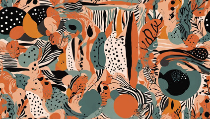 Modern bohemian abstract print. Creative collage contemporary seamless pattern. Fashionable template for design