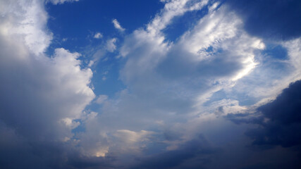 Naklejka na ściany i meble Blue sky with white clouds. Background sky gradient 