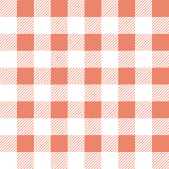 Gingham seamless pattern with red and white color, checkerboard background, square, tablecloth, Vector illustration. 