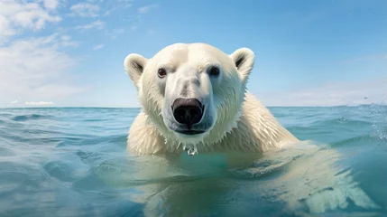 Gordijnen A breathtaking shot of a Polar Bear his natural habitat, showcasing his majestic beauty and strength. © pvl0707