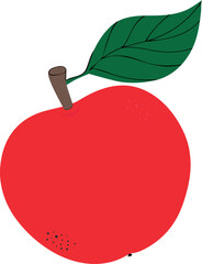 Red apple on a transparent background, vector illustration.