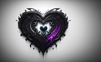 Heart wings thorns in dark shades in gothic style,generative ai