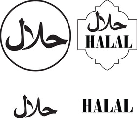 Set of black and white icons for your design.Halal Vector design .