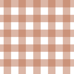 Gingham seamless pattern with brown and white color, checkerboard background, square, tablecloth, Vector illustration. 