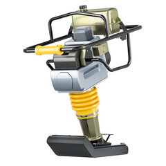 Jumping Jack Compactor. Petrol Engine Trench Rammer. 3D rendering isolated on transparent background