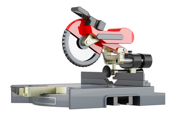 Power Miter Saw, 3D rendering isolated on transparent background