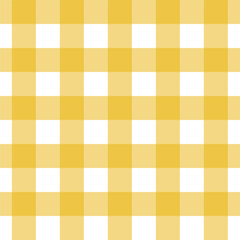 Gingham seamless pattern with Yellow and white color, checkerboard background, square, tablecloth, Vector illustration. 