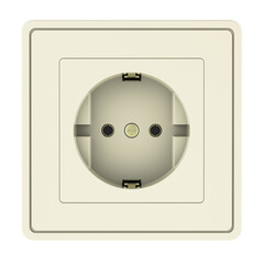 Electrical outlet, transparent socket. Front view, 3D rendering isolated on transparent background