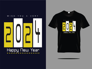 Happy new year 2024 typography t-shirt design
