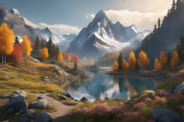 Captivating High-Res Mountain Landscape: Nature's Tranquil Beauty