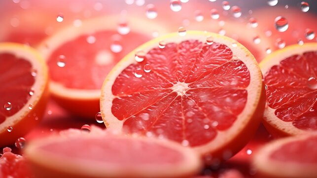 Close up grapefruits background. Organic macro.